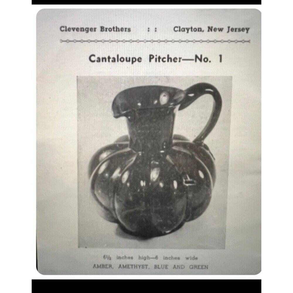 Vintage Midcentury Clevenger Brothers Glass Works Cantaloupe Jug Amethyst